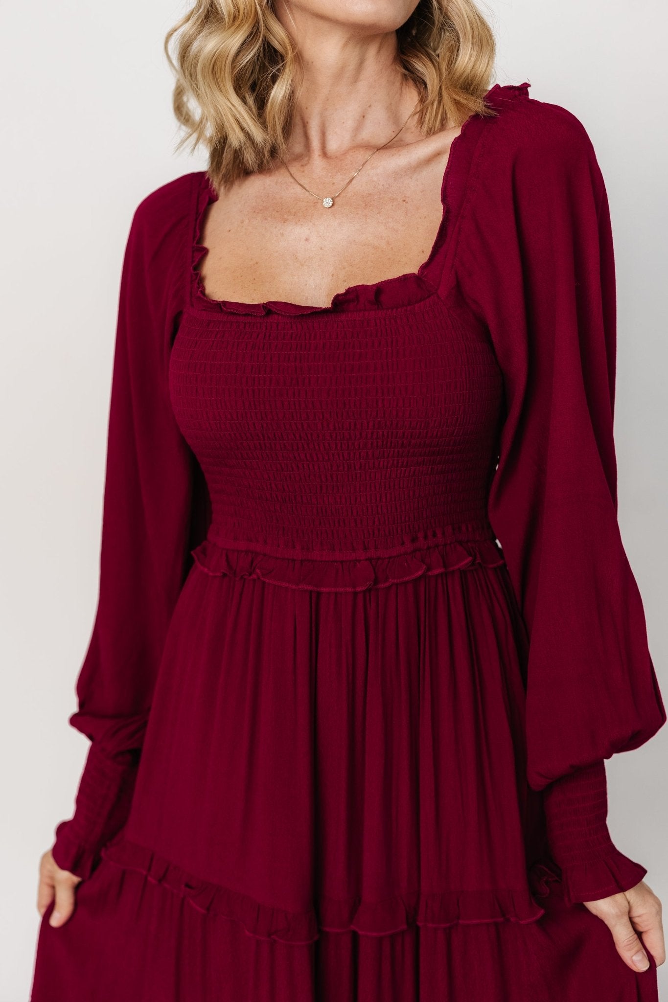 Lana Smocked Maxi Dress | Merlot