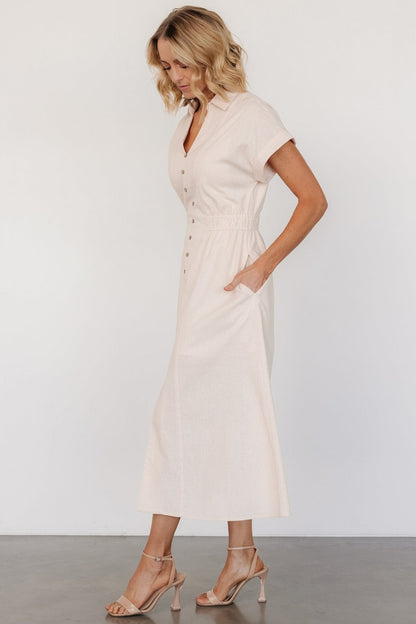 Larah Button Dress | Natural