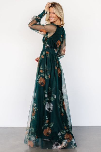 Layla Tulle Maxi Dress | Deep Topaz Floral