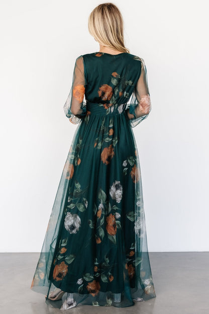 Layla Tulle Maxi Dress | Deep Topaz Floral