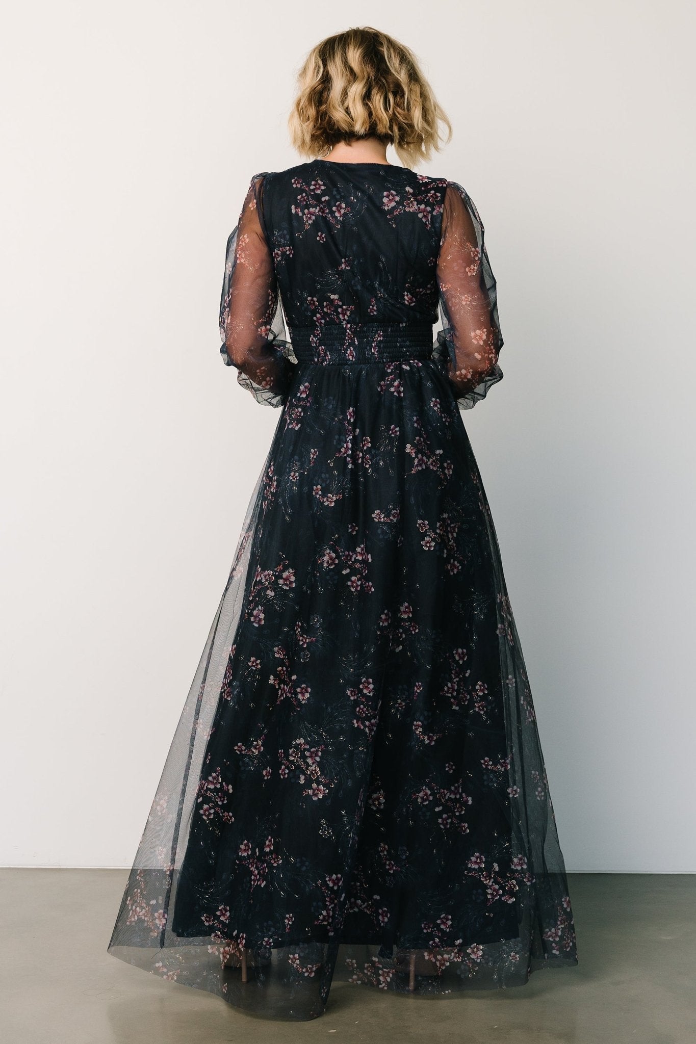 Layla Tulle Maxi Dress | Metallic Blue + Pink