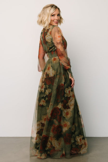 Layla Tulle Maxi Dress | Olive + Rust