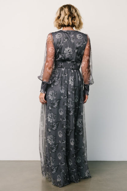 Layla Tulle Maxi Dress | Slate Floral
