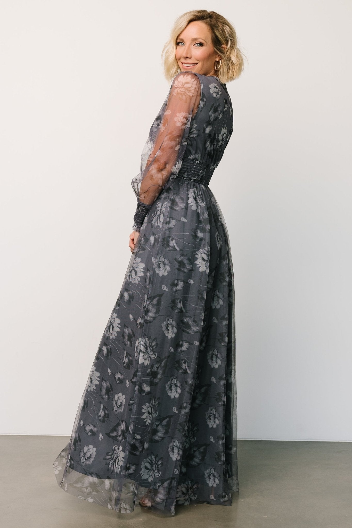 Layla Tulle Maxi Dress | Slate Floral