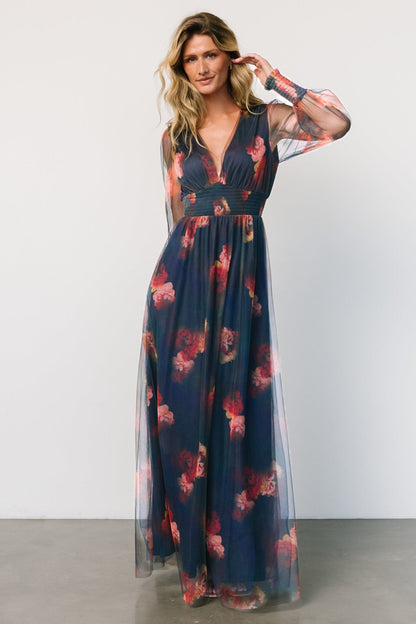 Layla Tulle Maxi Dress | Topaz Ombre Floral
