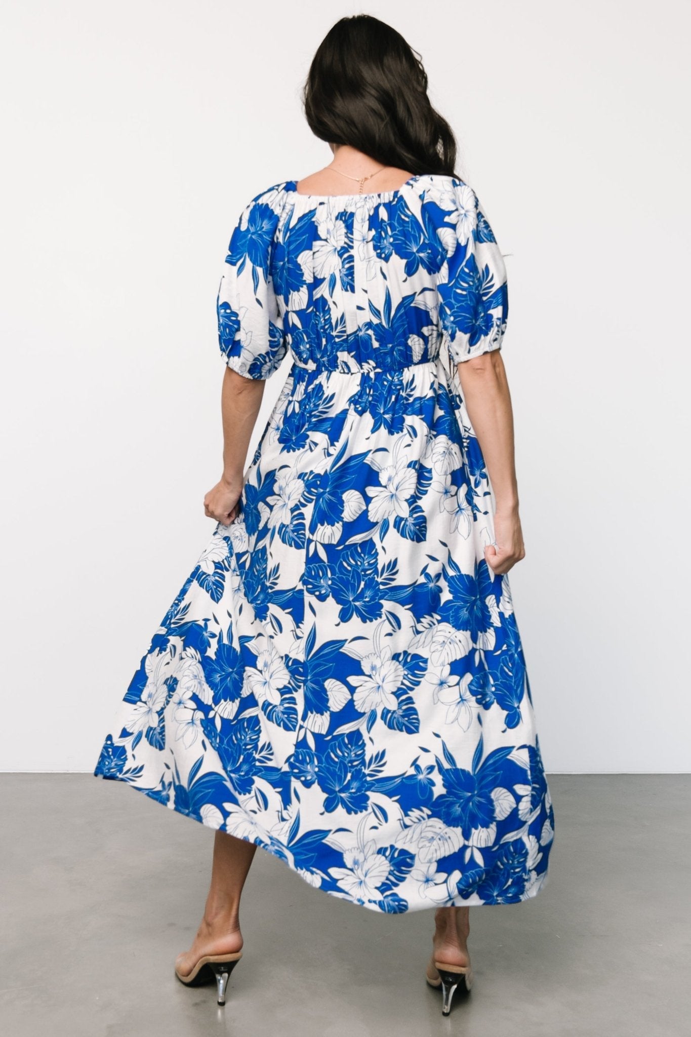 Leela Maxi Dress | Cobalt + Off White