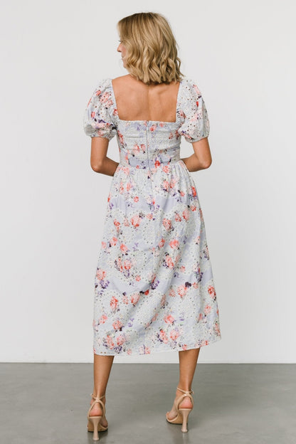 Leila Eyelet Midi Dress | Light Blue Floral