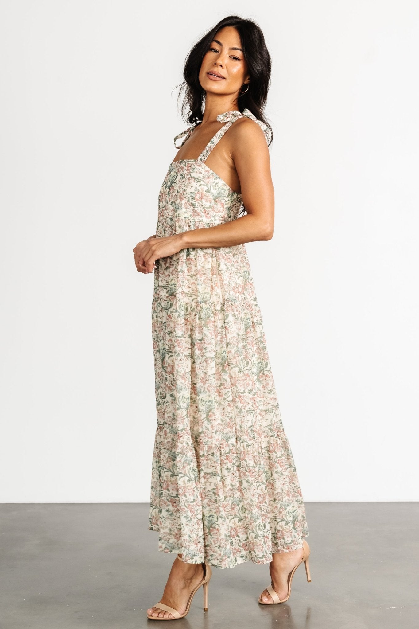 Lelisa Shoulder Tie Dress | Cream Floral