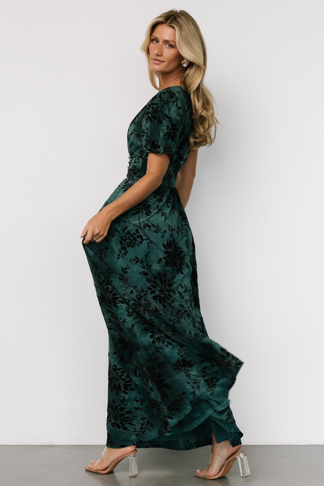 Leslie Velvet Maxi Dress | Jade + Black