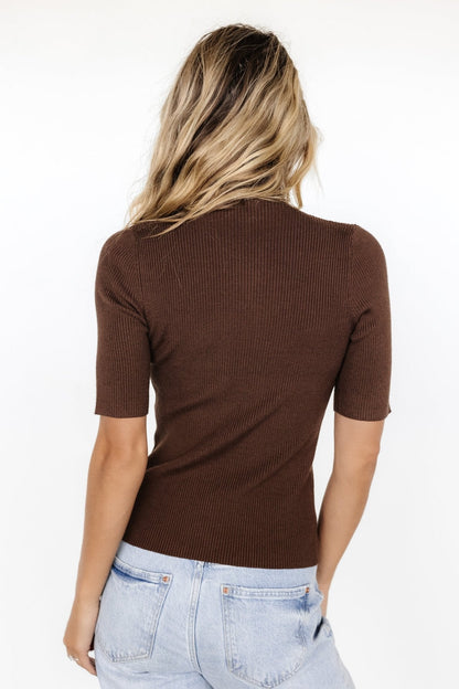 Liel Ribbed Top | Brown