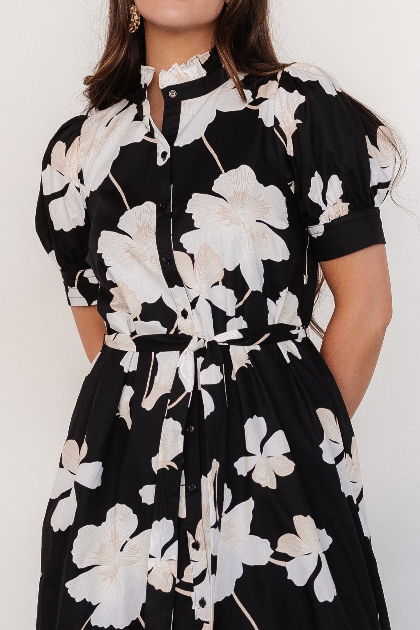 Loewe Button Dress | Black + Off White Floral