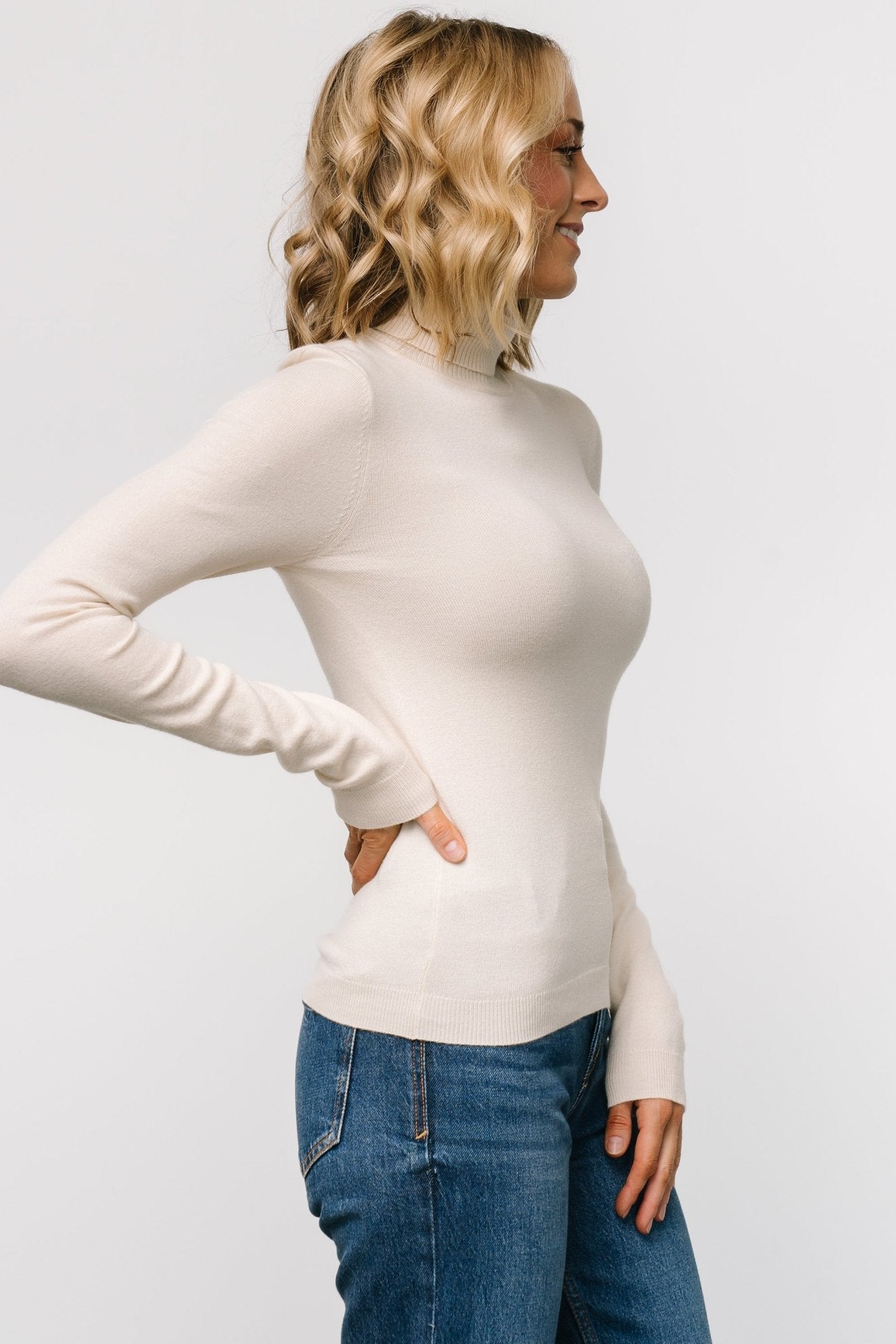 Lorelai Turtleneck Sweater Top | Cream