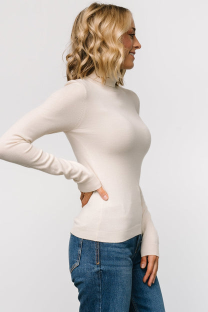 Lorelai Turtleneck Sweater Top | Cream
