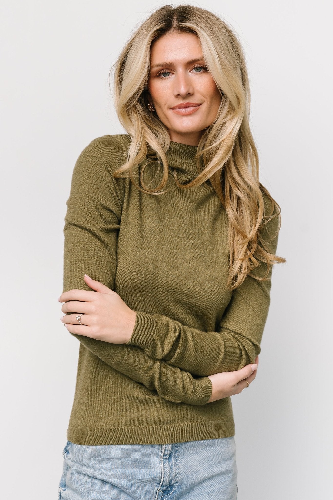 Lorelai Turtleneck Sweater Top | Olive