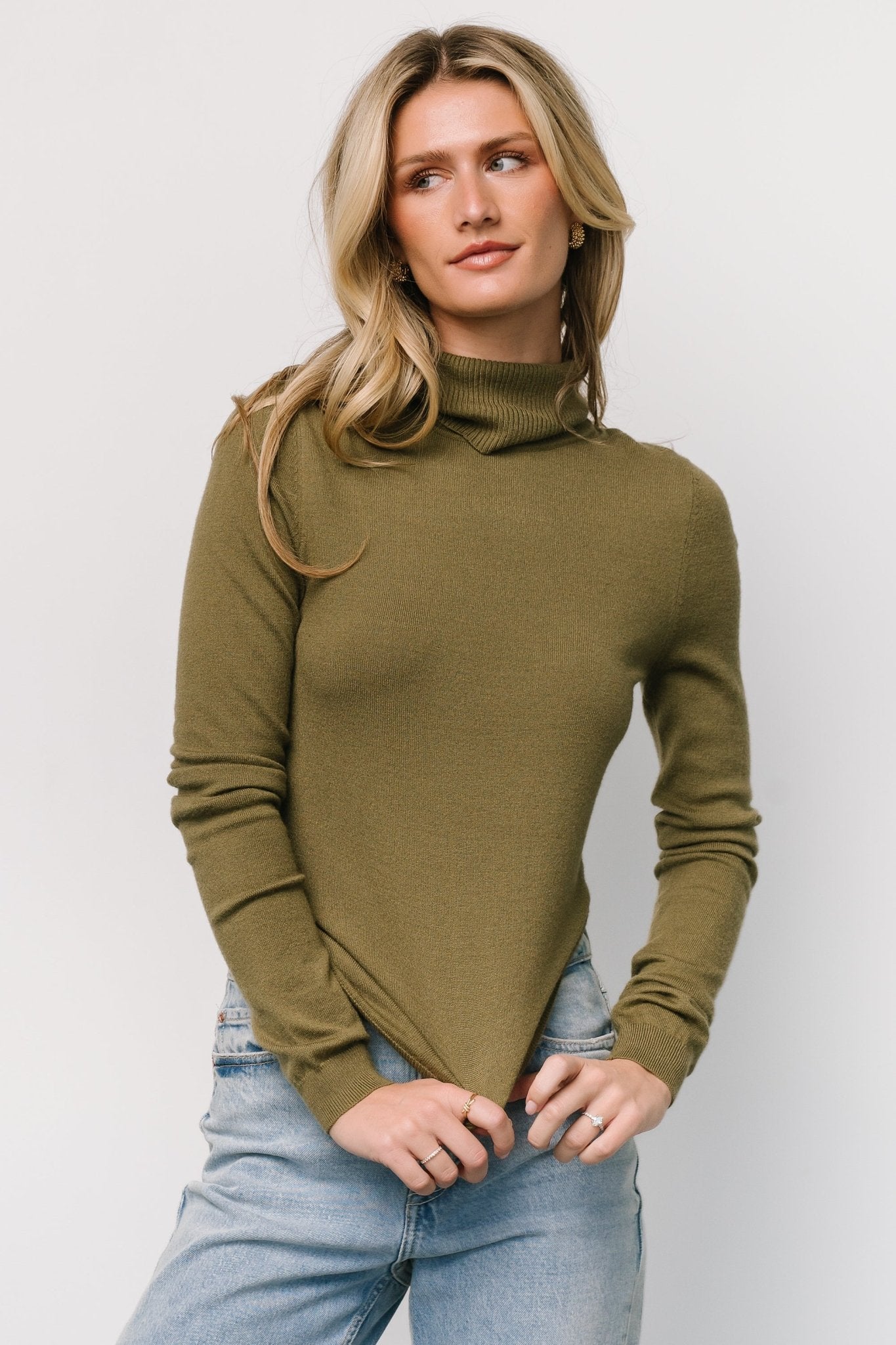 Lorelai Turtleneck Sweater Top | Olive
