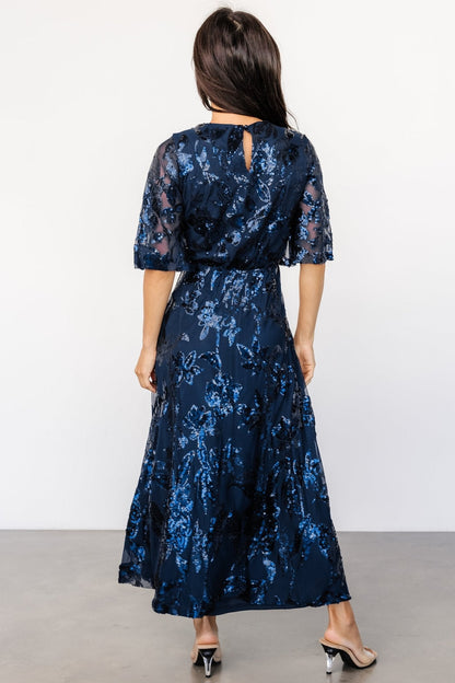 Lucy Sequin Dress | Navy