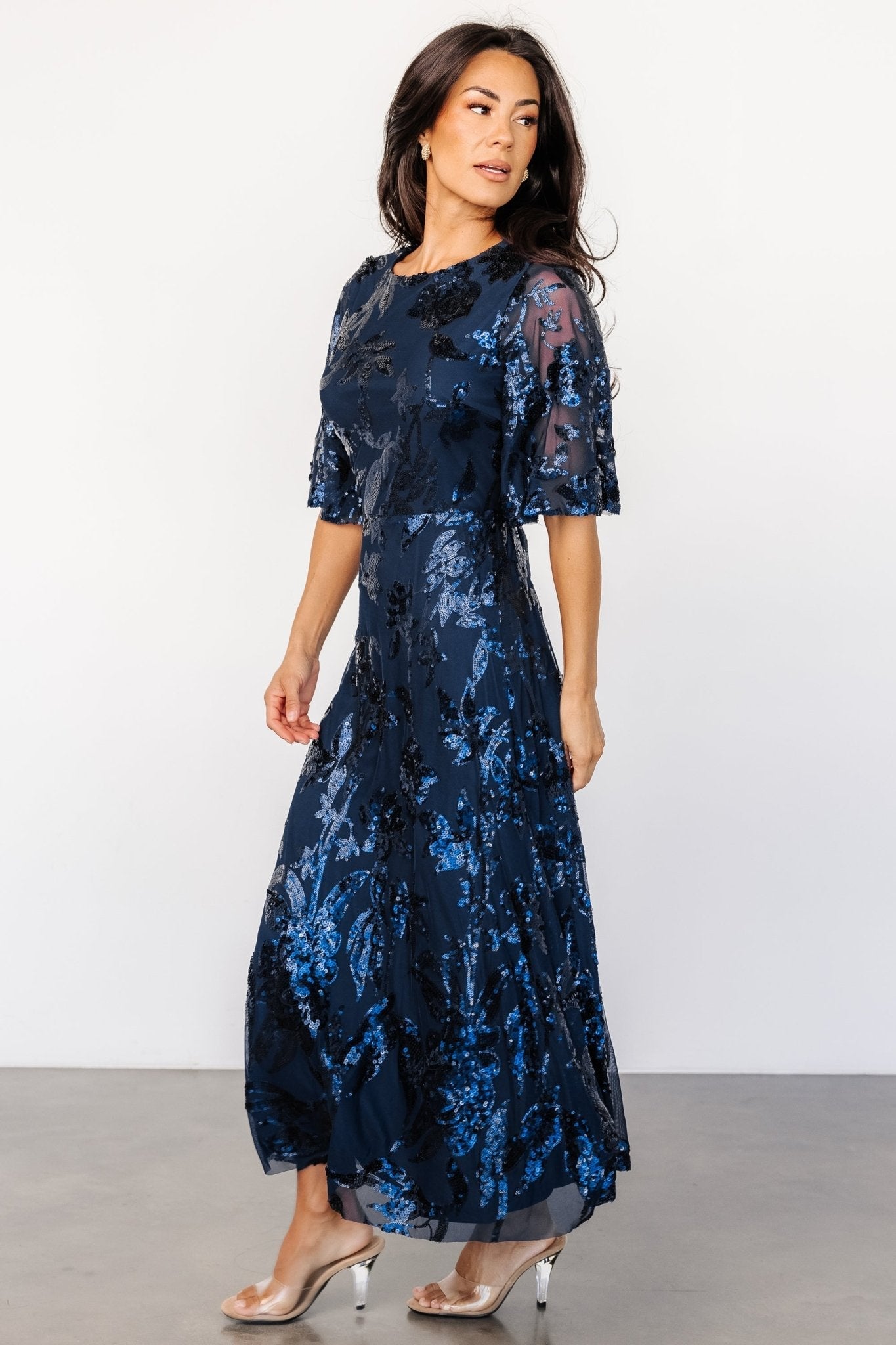 Lucy Sequin Dress | Navy