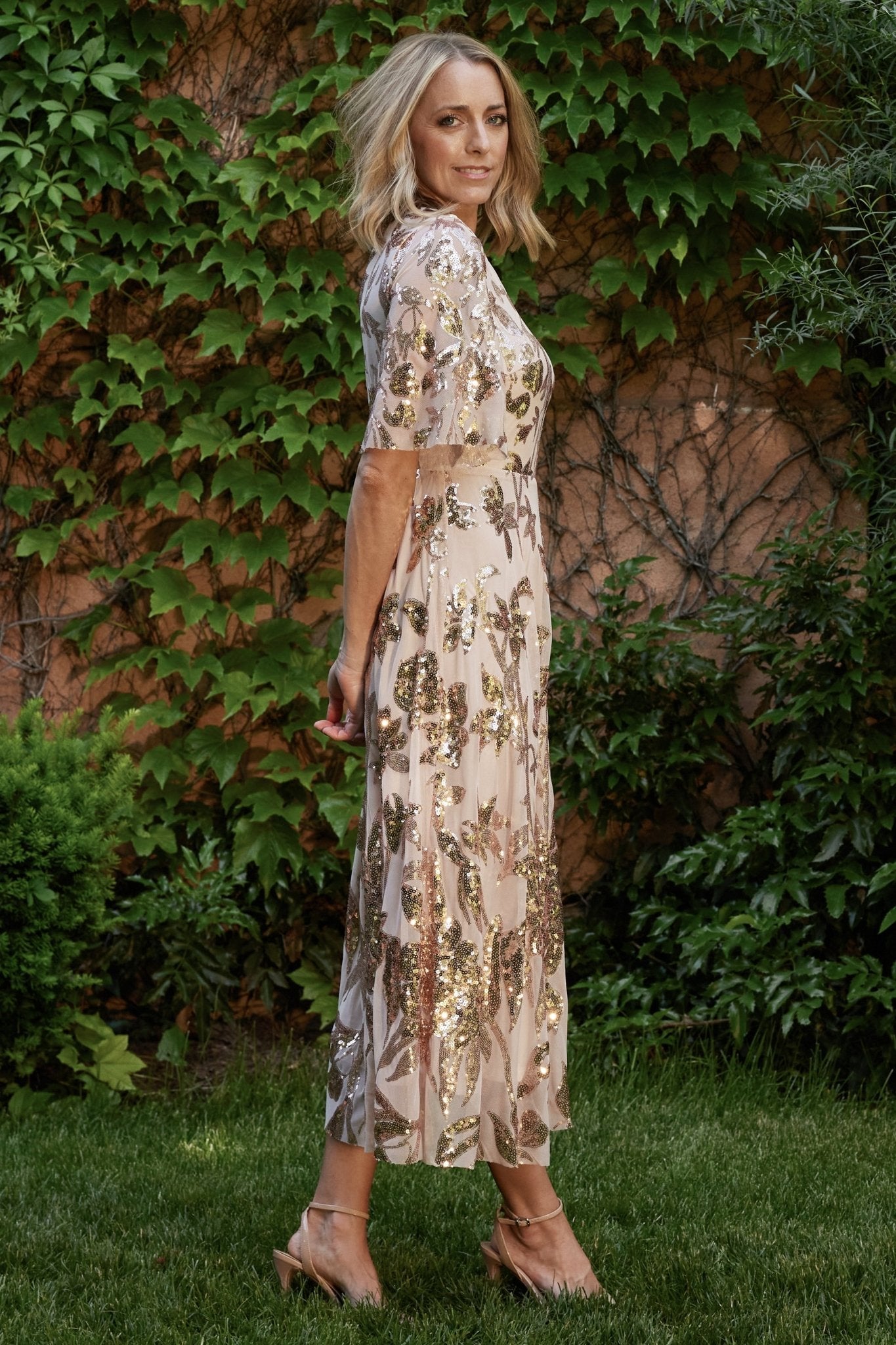 Lucy Sequin Dress | Rose Gold