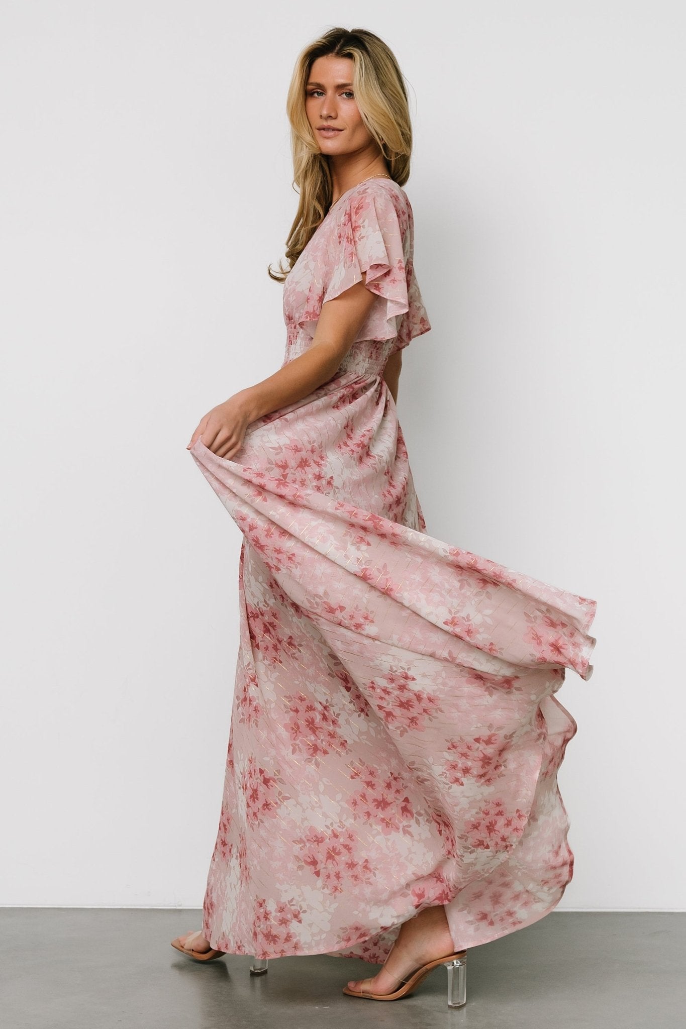 Lynlee Metallic Maxi Dress | Pink Multi