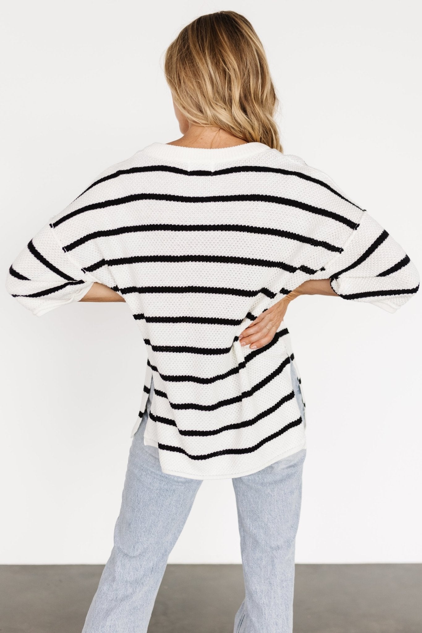 Maddock Knit Top | Off White + Black