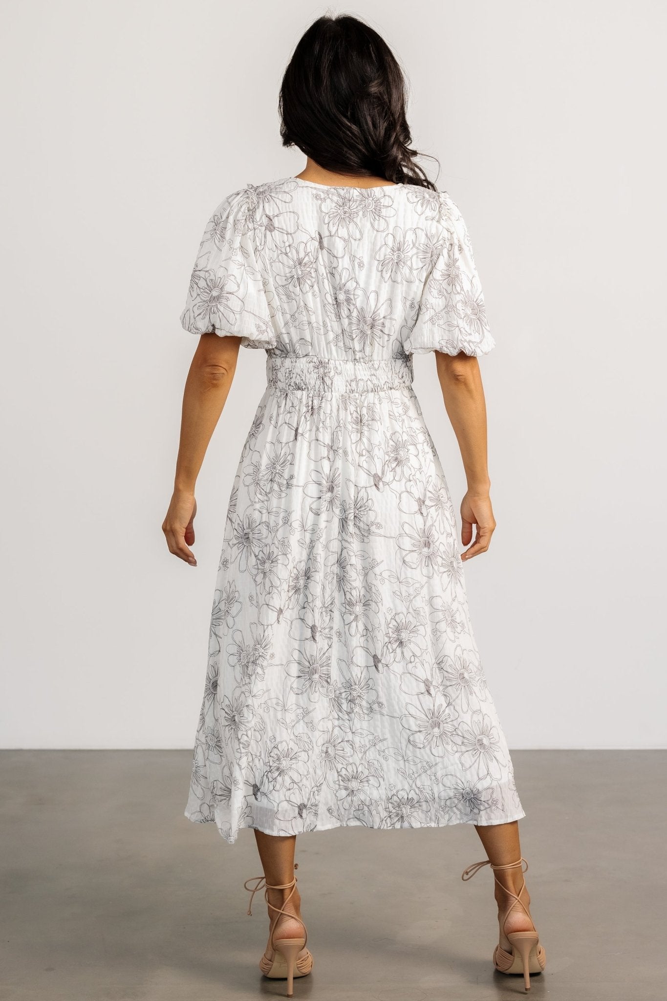 Makenna Midi Dress | Off White Print