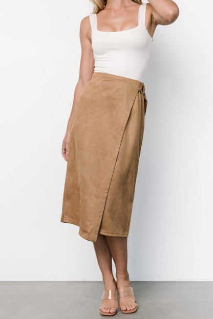 Malika Faux Wrap Skirt | Camel
