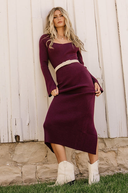 Marika Ribbed Dress | Wine