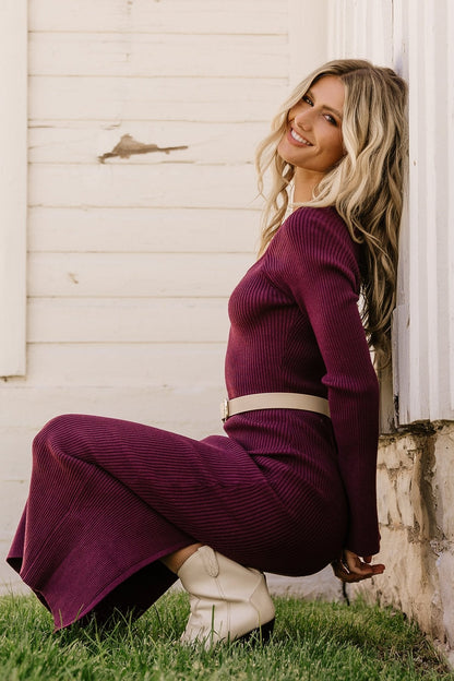 Marika Ribbed Dress | Wine