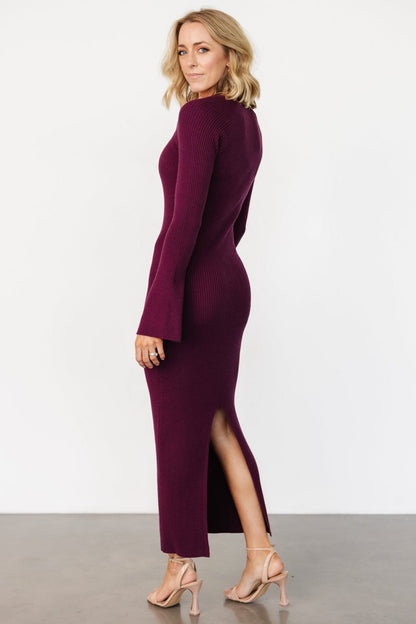 Marika Ribbed Dress | Wine