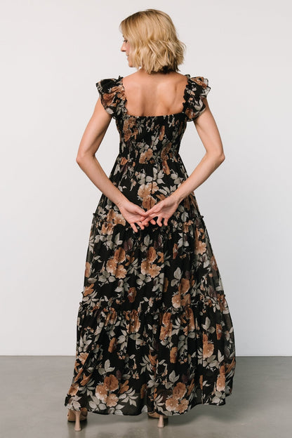 Martina Maxi Dress | Black + Copper Floral