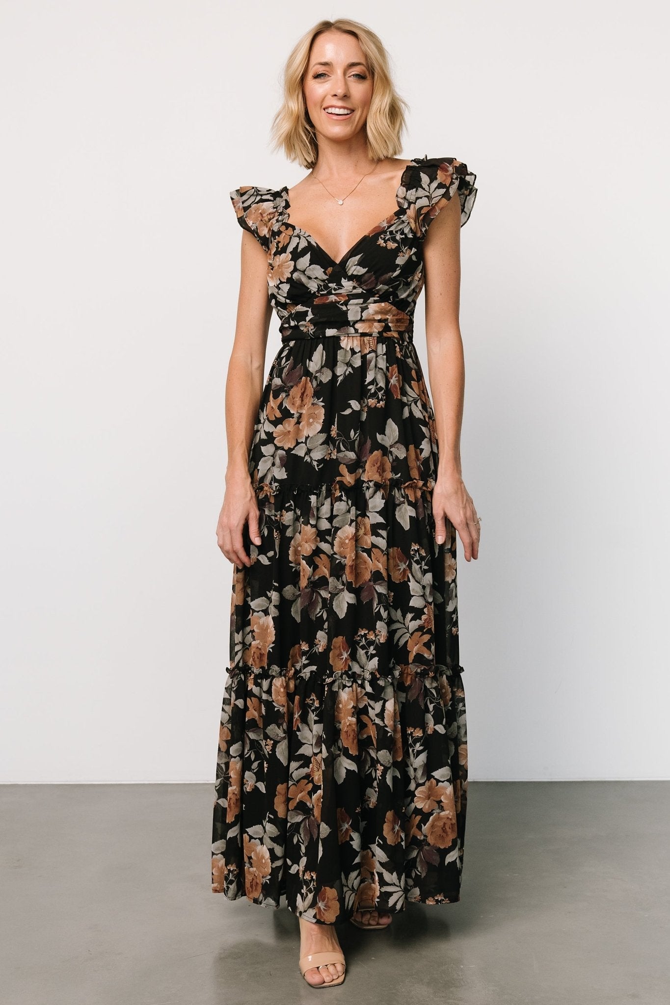 Martina Maxi Dress | Black + Copper Floral