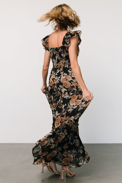 Martina Maxi Dress | Black + Copper Floral