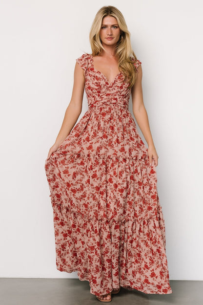 Martina Maxi Dress | Blush + Red