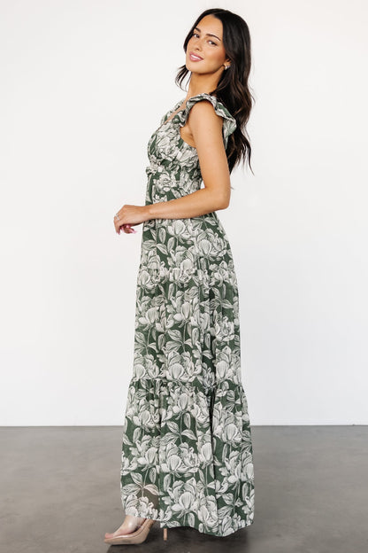 Martina Maxi Dress | Green + White