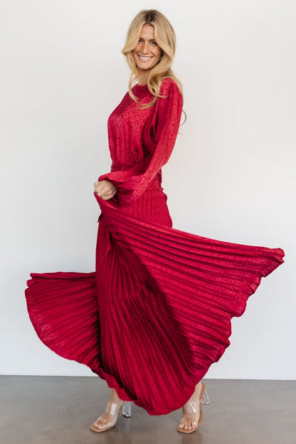 Marva Pleated Maxi Dress | Wine