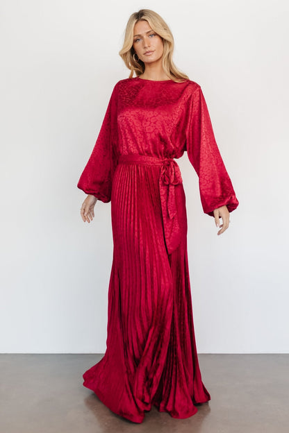 Marva Pleated Maxi Dress | Wine