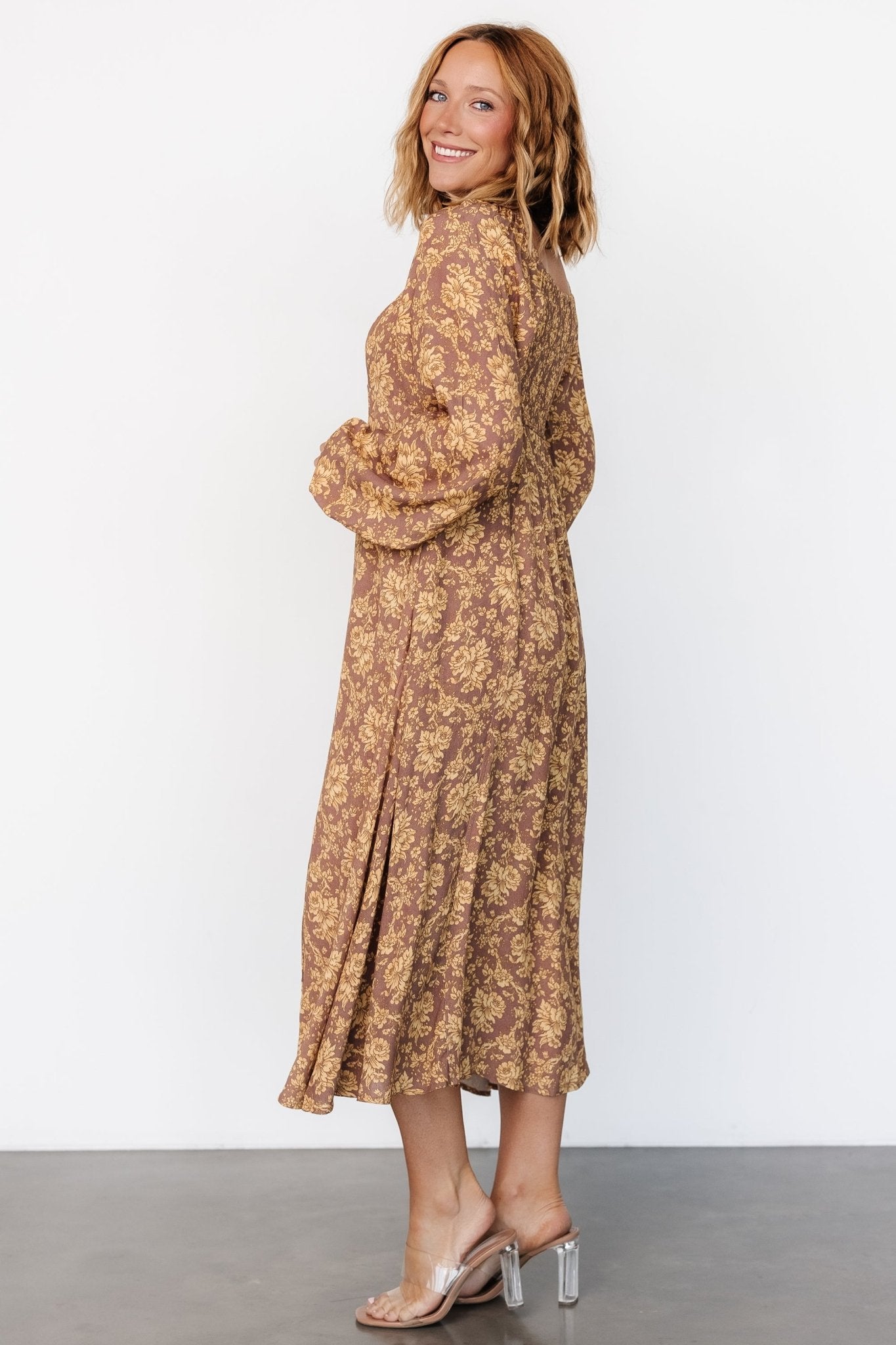 McKinney Dress | Brown + Gold Floral
