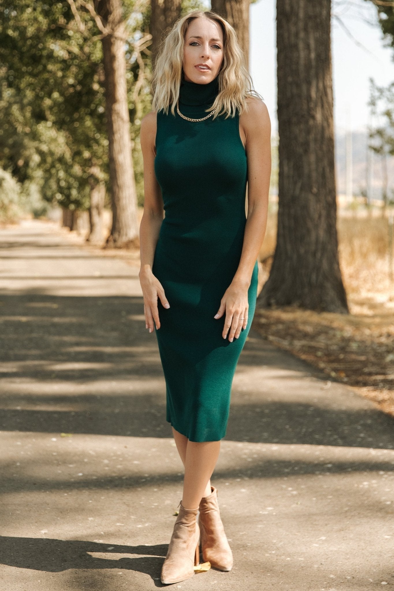 Melbourne Turtleneck Midi Dress | Emerald