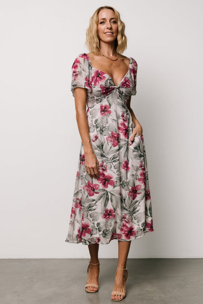 Melinda Midi Dress | Pink Floral