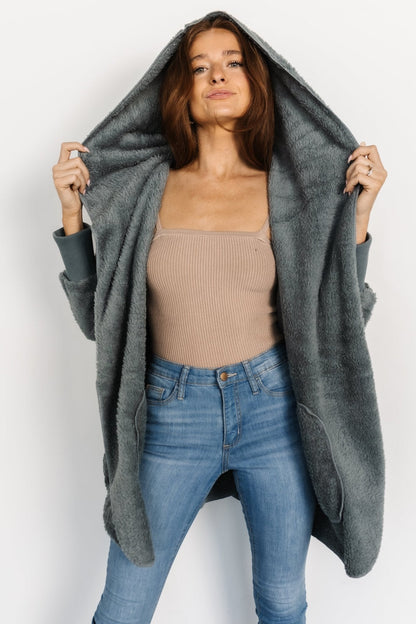 Melrose Teddy Jacket | Dusty Blue