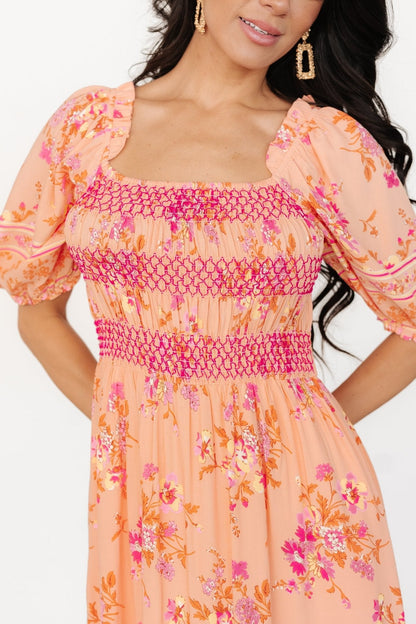 Mesa Smocked Dress | Coral Multi