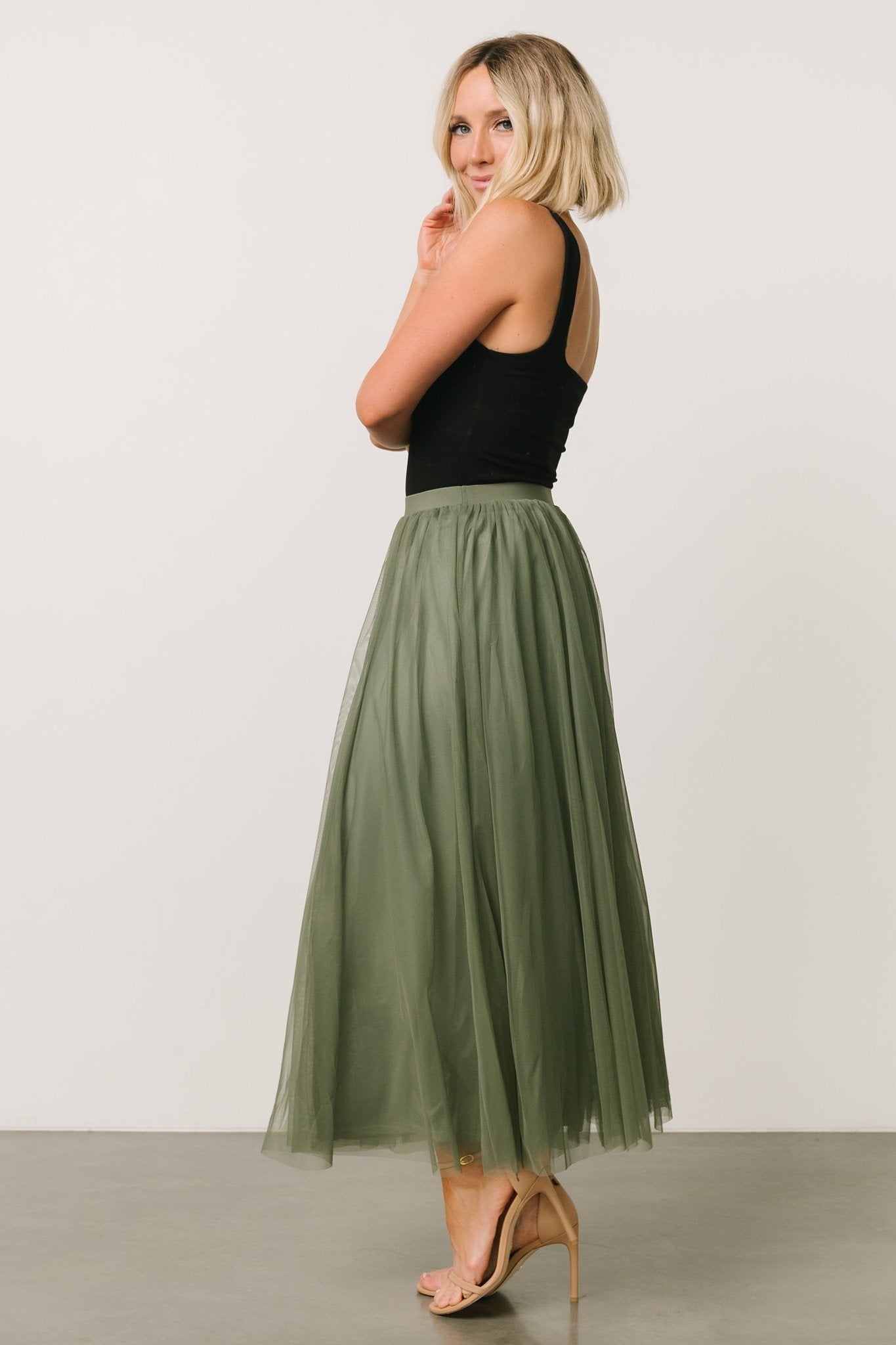 Mila Tulle Skirt | Dark Sage