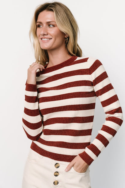 Milwaukee Striped Sweater | Burgundy + Ivory