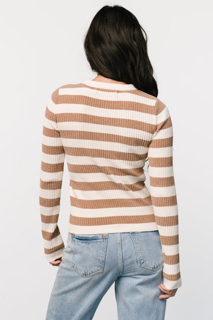 Milwaukee Striped Sweater | Camel + Ivory