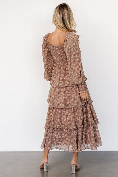 Miranda Tiered Maxi Dress | Latte Floral