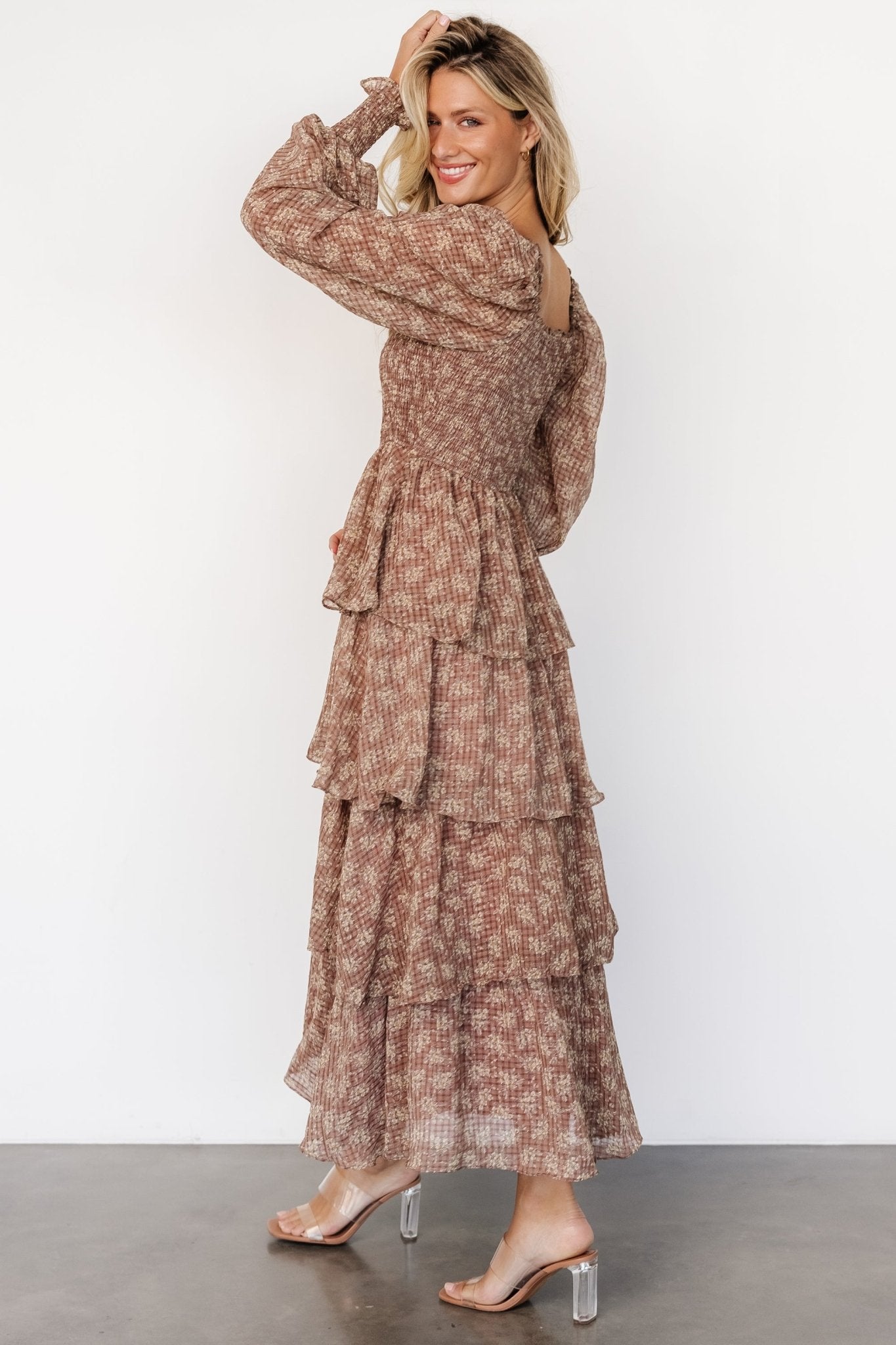 Miranda Tiered Maxi Dress | Latte Floral