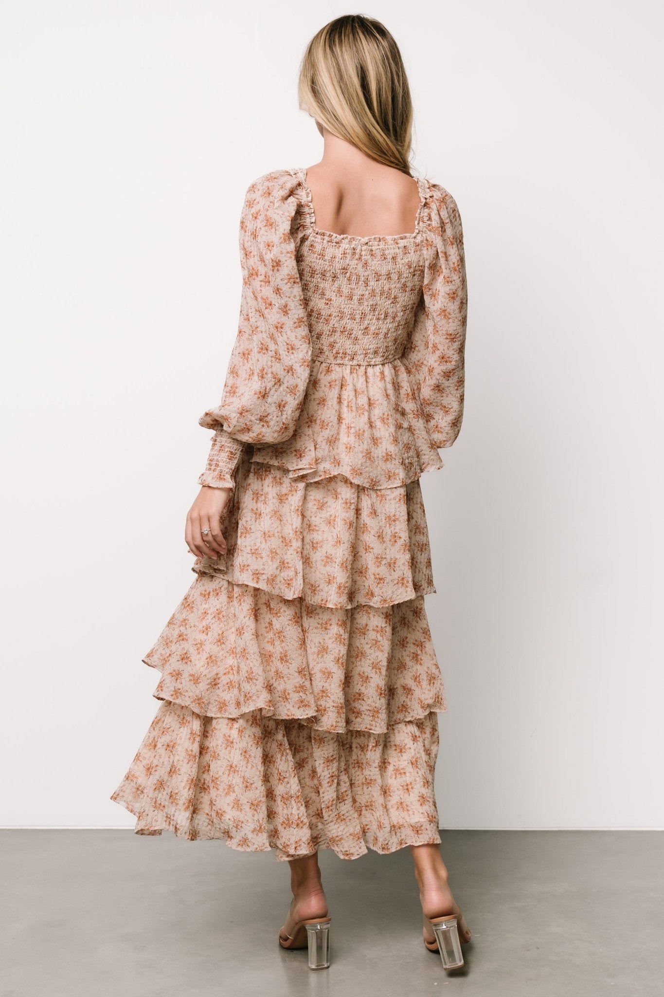 Miranda Tiered Maxi Dress | Taupe Floral