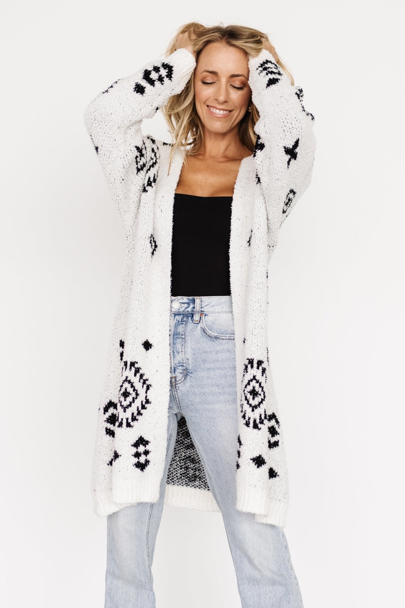 Missoula Oversized Cardigan | Off White + Black
