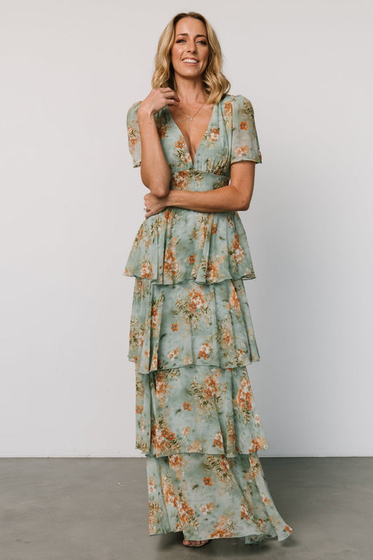 Montaigne Ruffle Maxi Dress | Blue Sage Floral