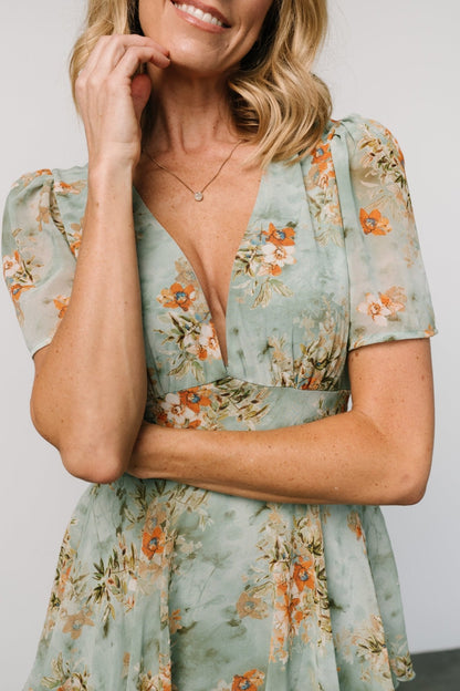 Montaigne Ruffle Maxi Dress | Blue Sage Floral